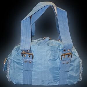 Blue Satchel Buckle Bag